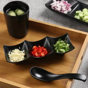 3-Compartment Sauce Serving Dish